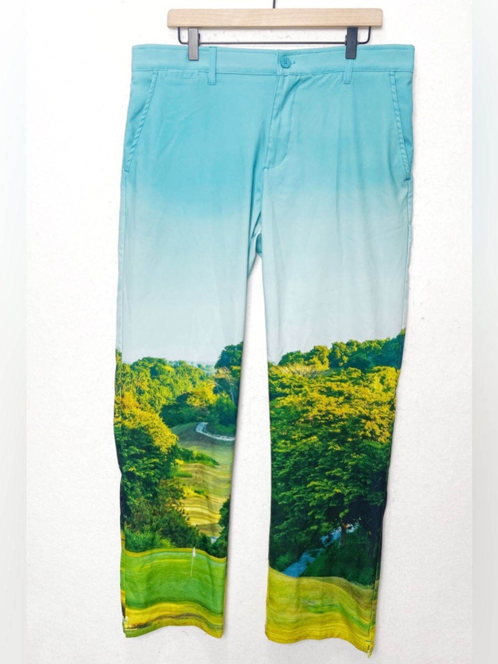 Slazenger Funky Landscape Golf Course Print Golf Pants Size 36X31 Unique Rare